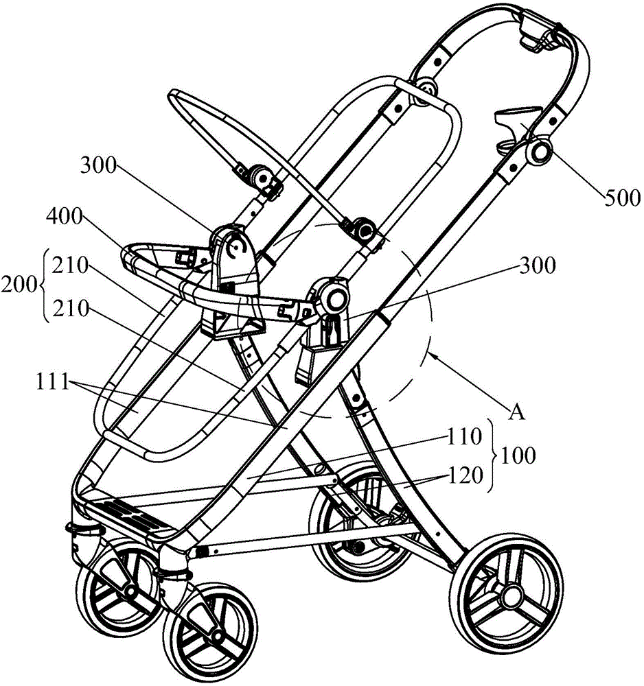 Adjustable baby carriage frame
