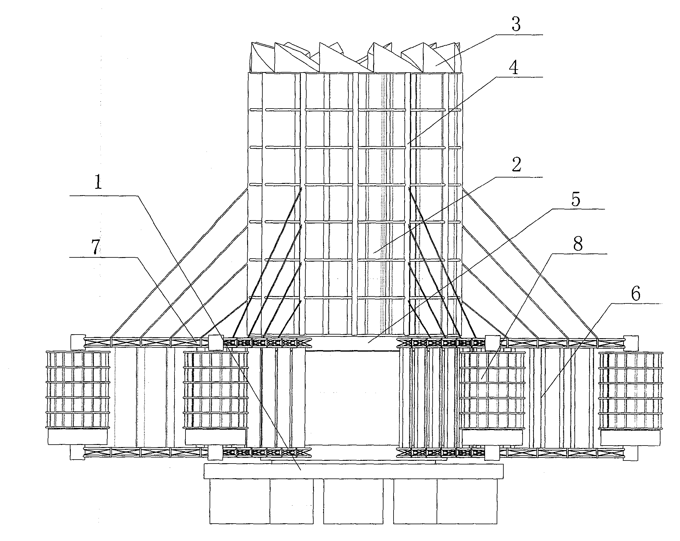 High-power vertical-shaft multiple wind wheel group combined type wind power generating tower wheel