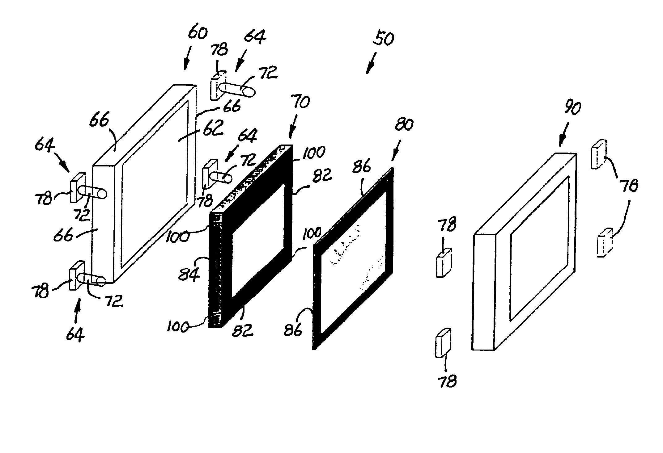 Touch screen mounting assembly for LCD panel and method for fabrication