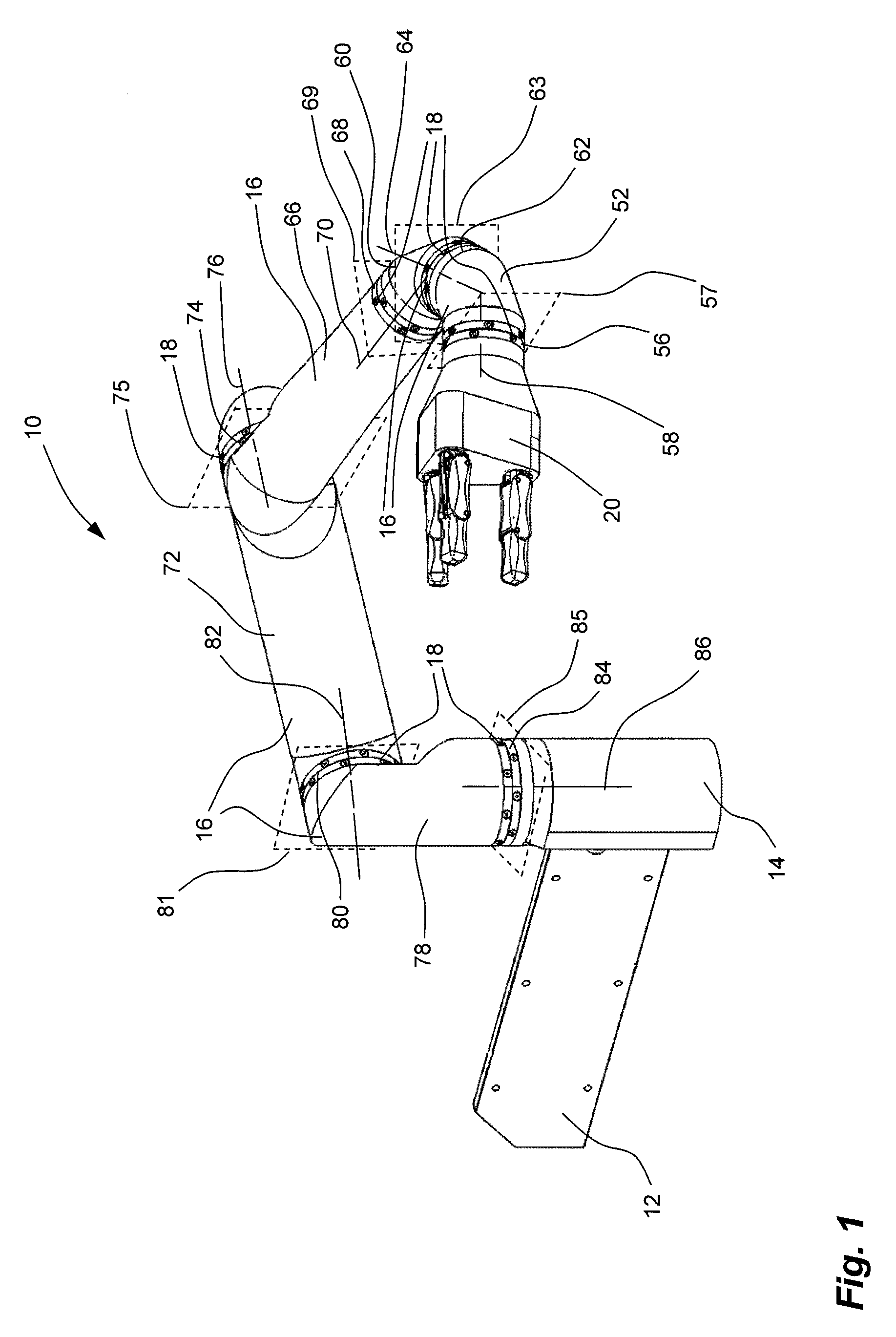 Robotic arm with a plurality of motorized joints