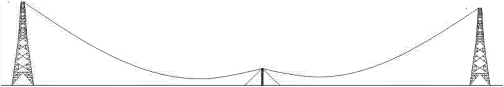 Large-span tension stringing construction method and support frame