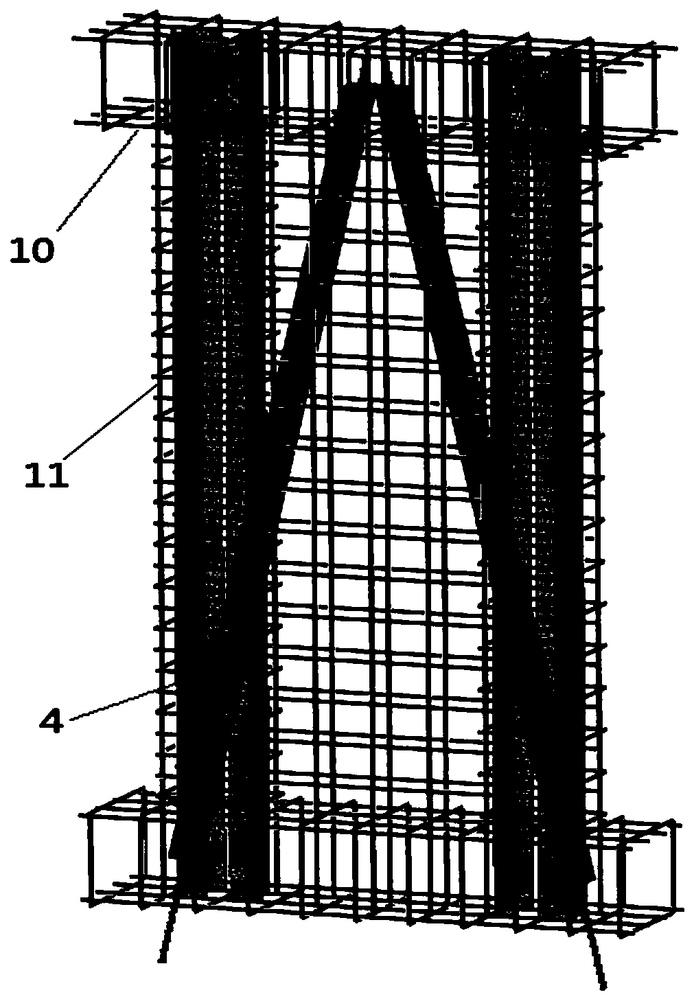 Short-pier shear wall with embedded prestressing force combination oblique supporting member