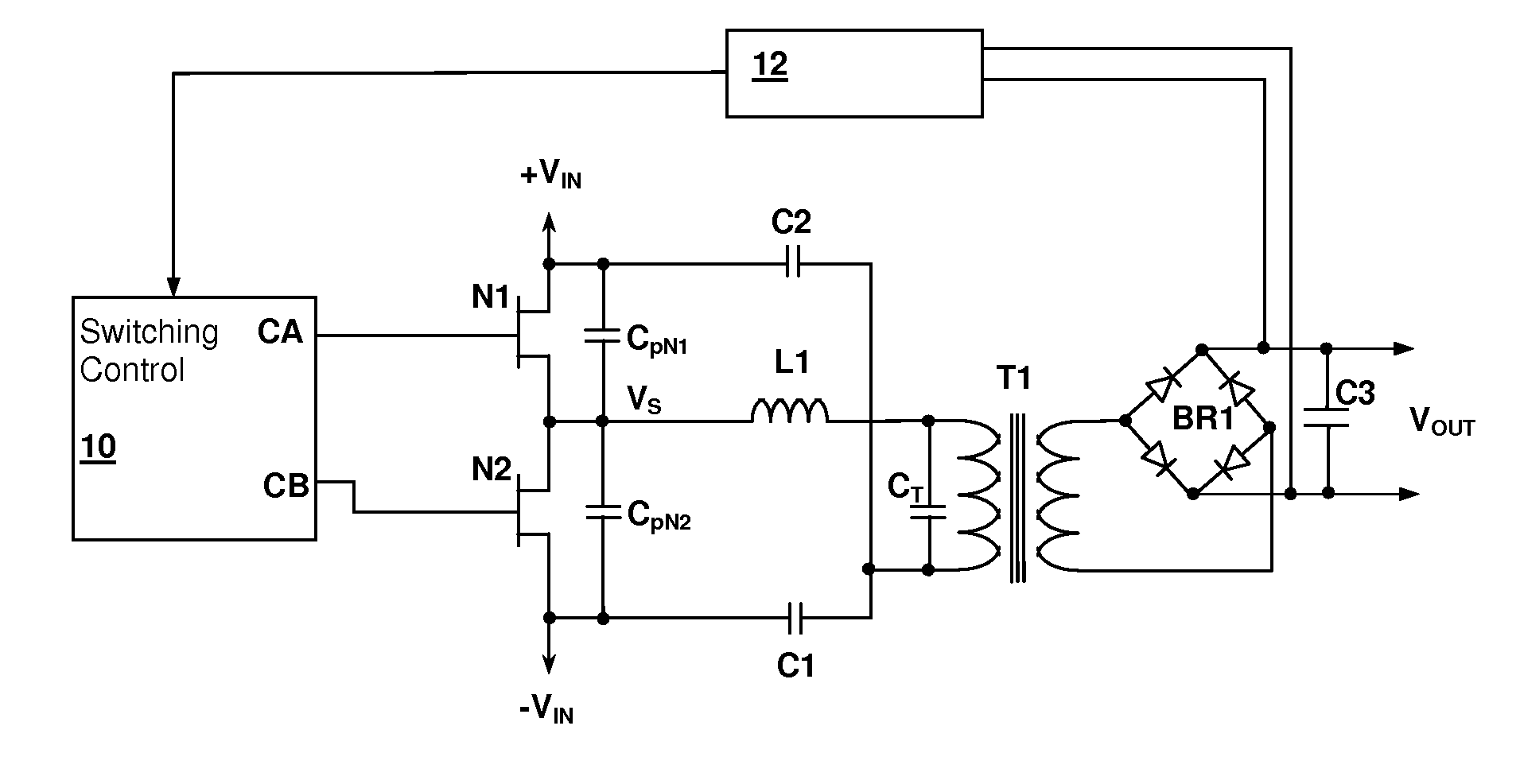 Resonant switching power converter with burst mode transition shaping