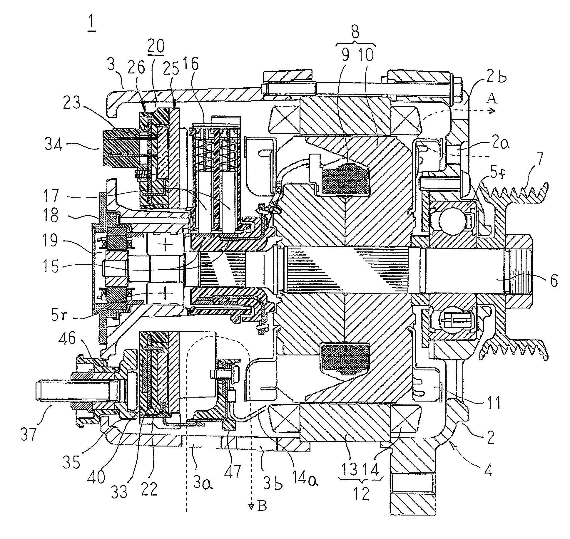 Automotive controlling apparatus-integrated dynamoelectric machine