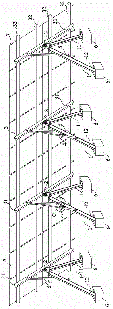 Solar power generation unit and solar cell plate supporting and elevation tracking device thereof