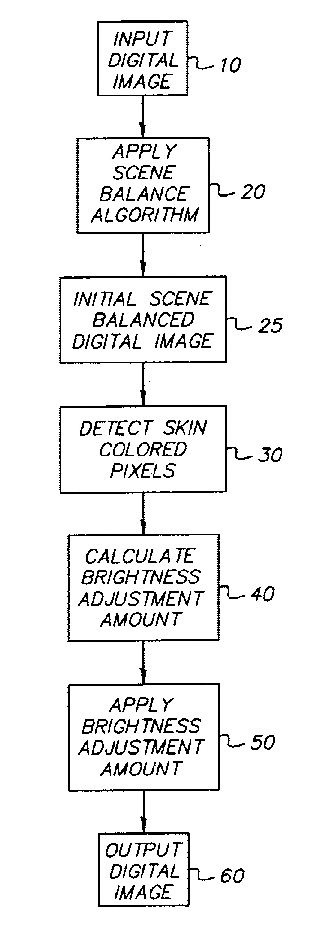 Method for processing a digital image to adjust brightness