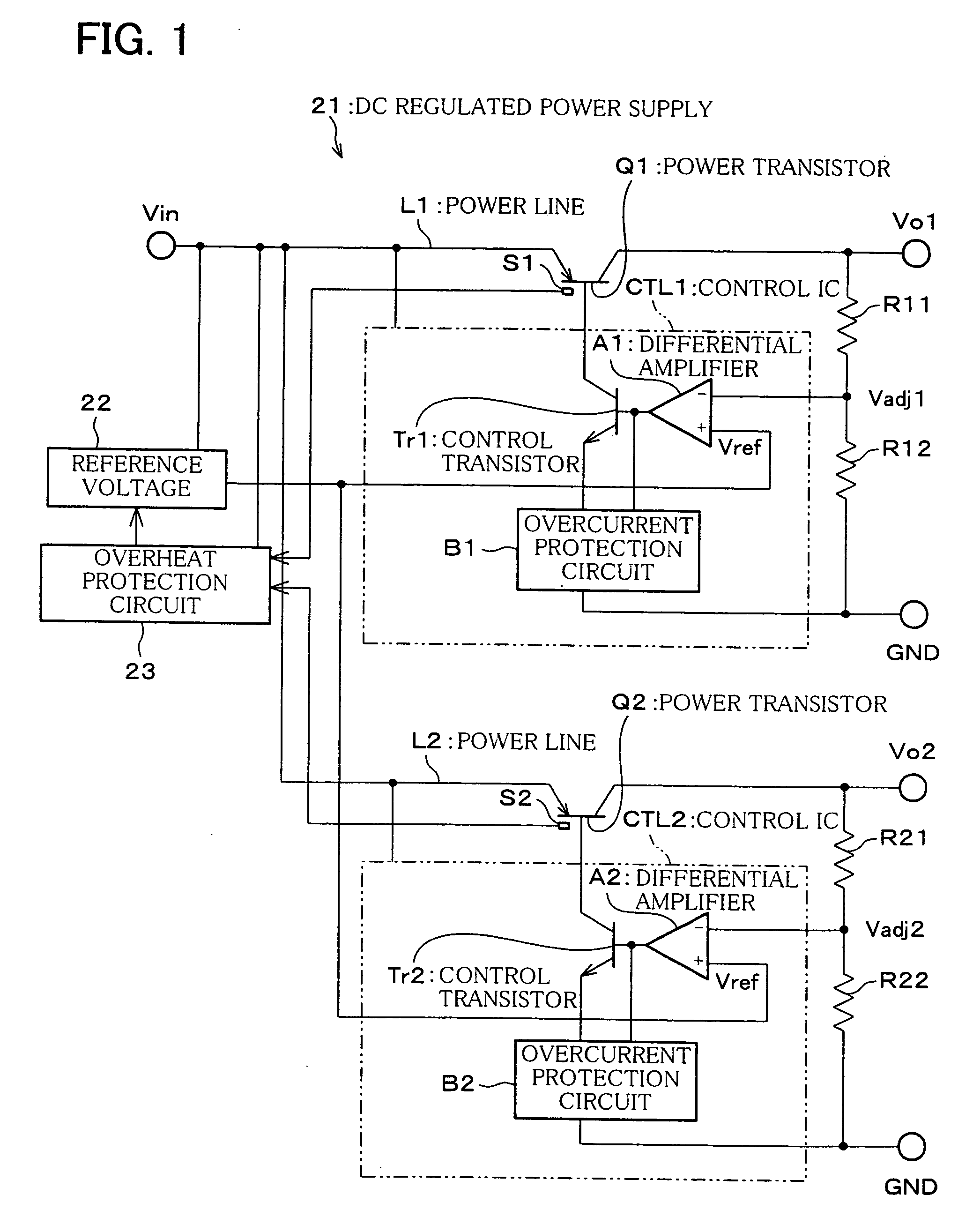 DC regulated power supply comprising