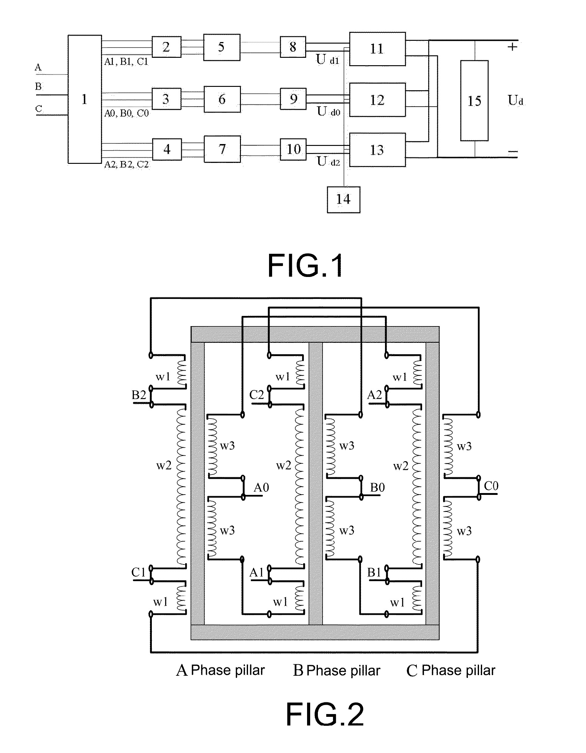Non-isolated symmetric self-coupling 18-pulse rectifier power supply system
