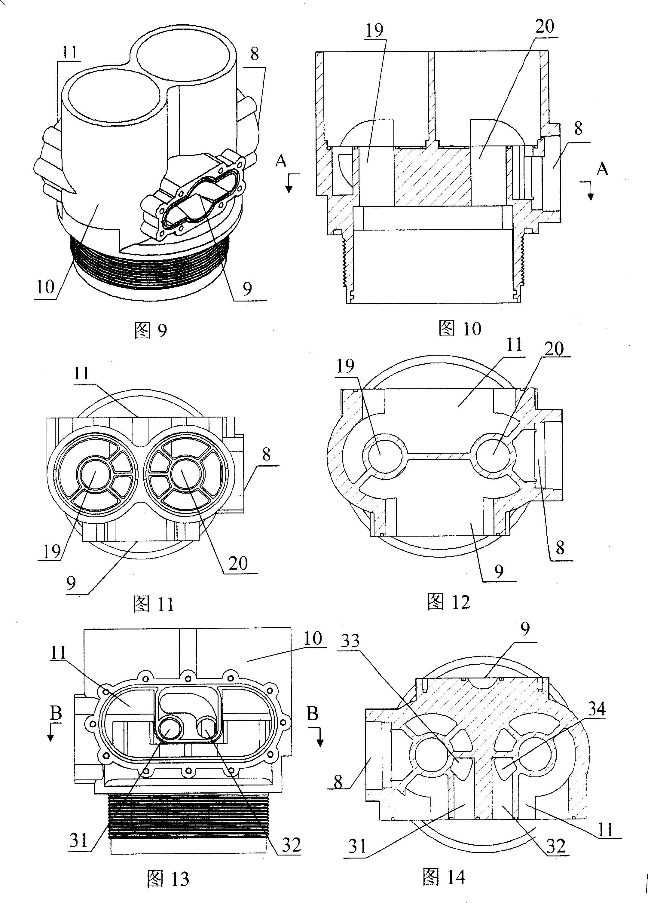 Multipath control valve used in soft water treating equipment