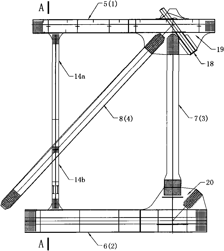 Three-truss main girder structure of highway and railway bi-purpose cable-stayed bridge and installation method thereof