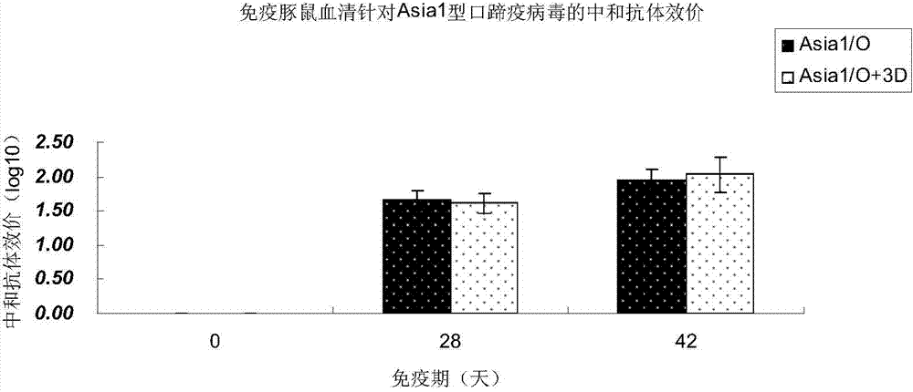 Bovini Asia 1/O type foot-and-mouth disease bivalent multi-epitope vaccine and preparation method and application thereof