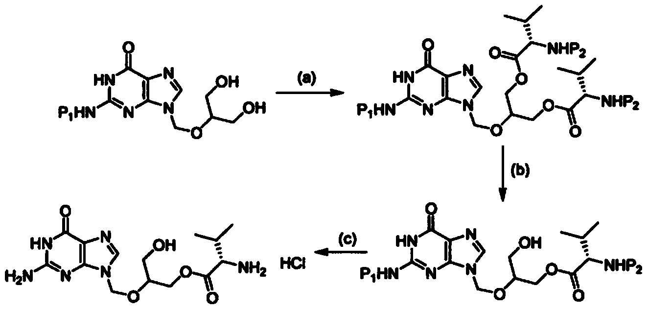 Process for the preparation of 2-amino-9-((2-phenyl-1,3-dioxan-5-yloxy)methyl)-1h-purin-6(9h)-one compound useful in the preparation of valganciclovir