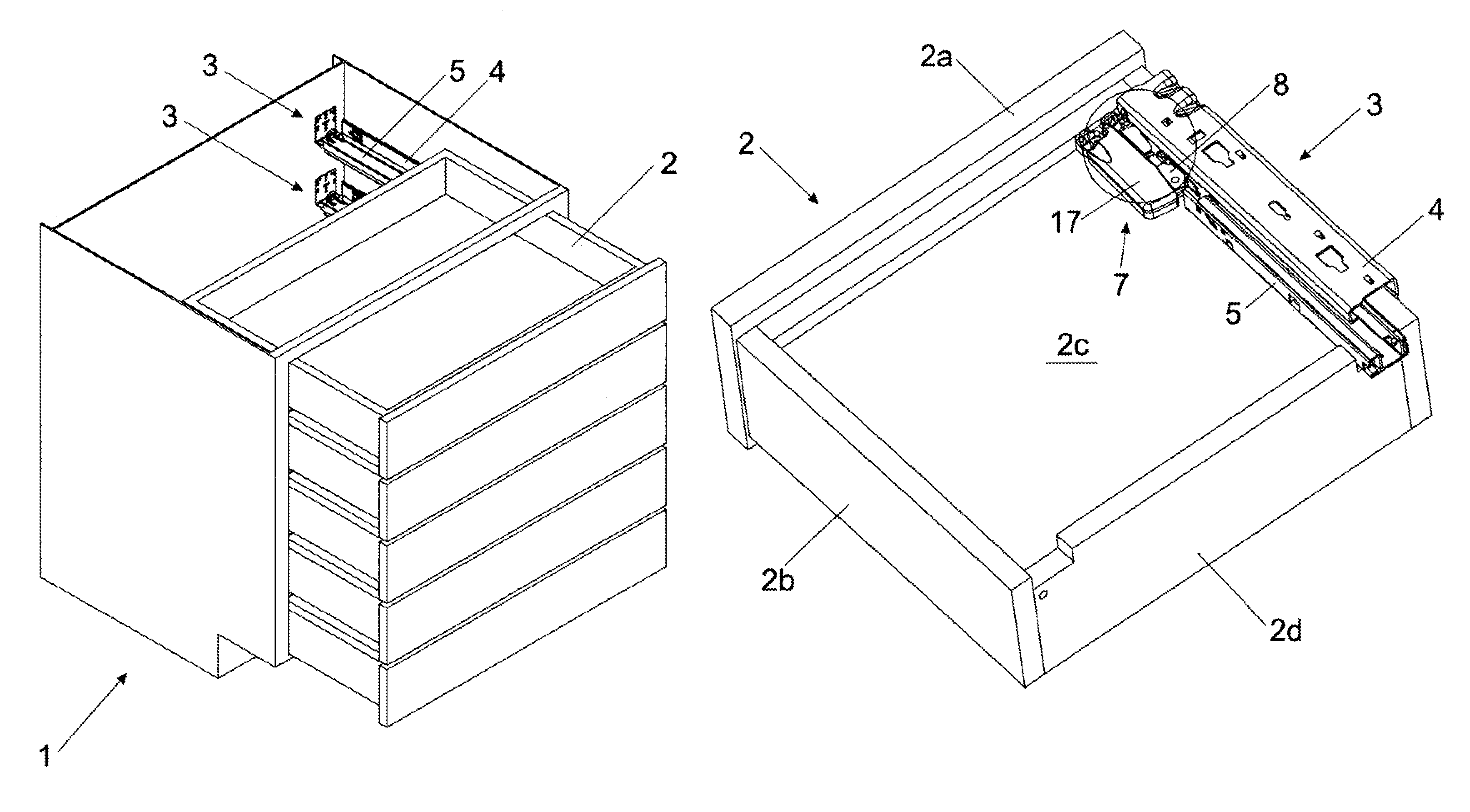 Apparatus for releasably coupling a drawer to a drawer pull-out guide