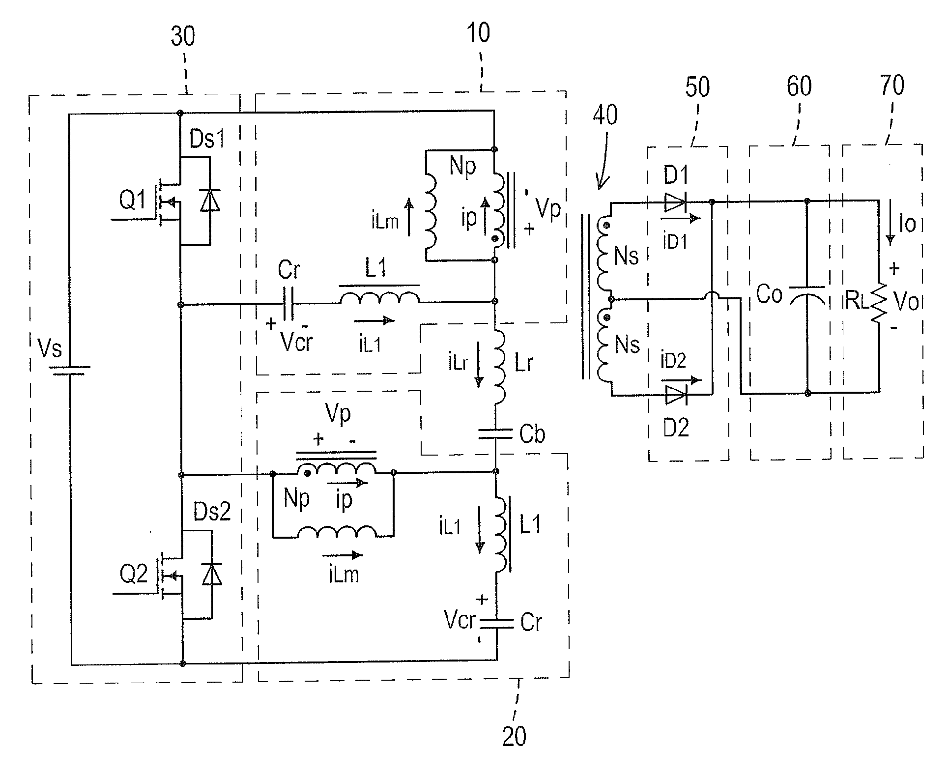 Resonant circuit and resonant power converter with a narrow operating frequency bandwidth