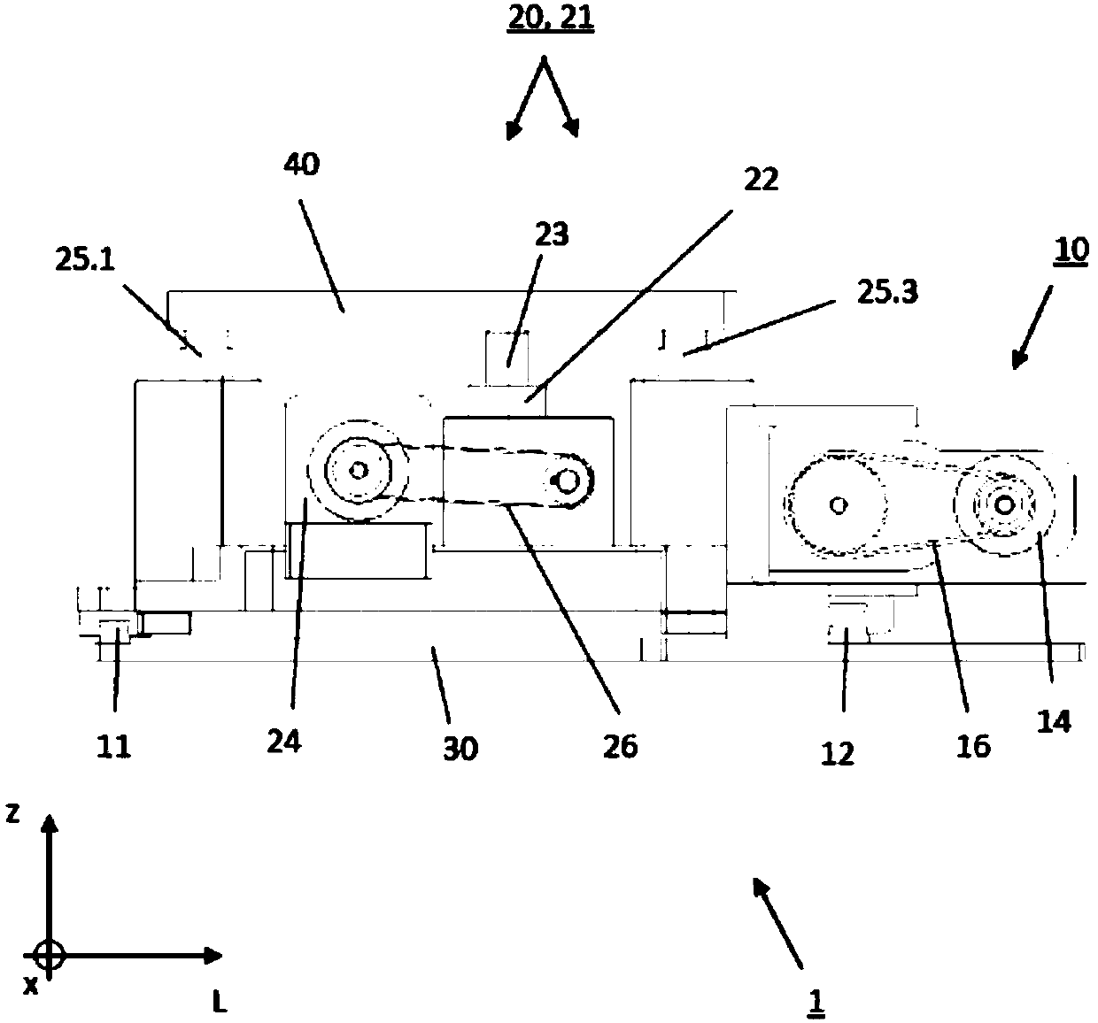 Positioning device of a processing module of a cable processing machine