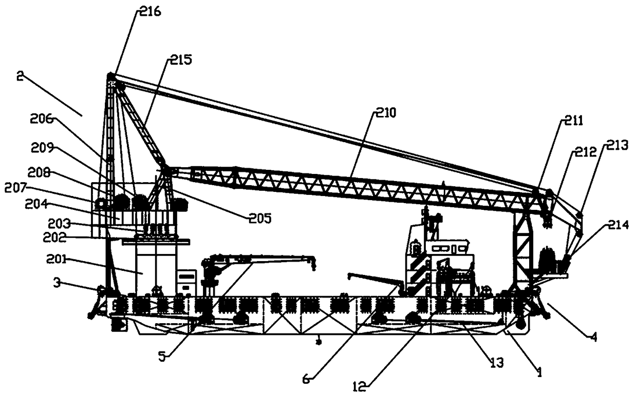 Floating crane ship