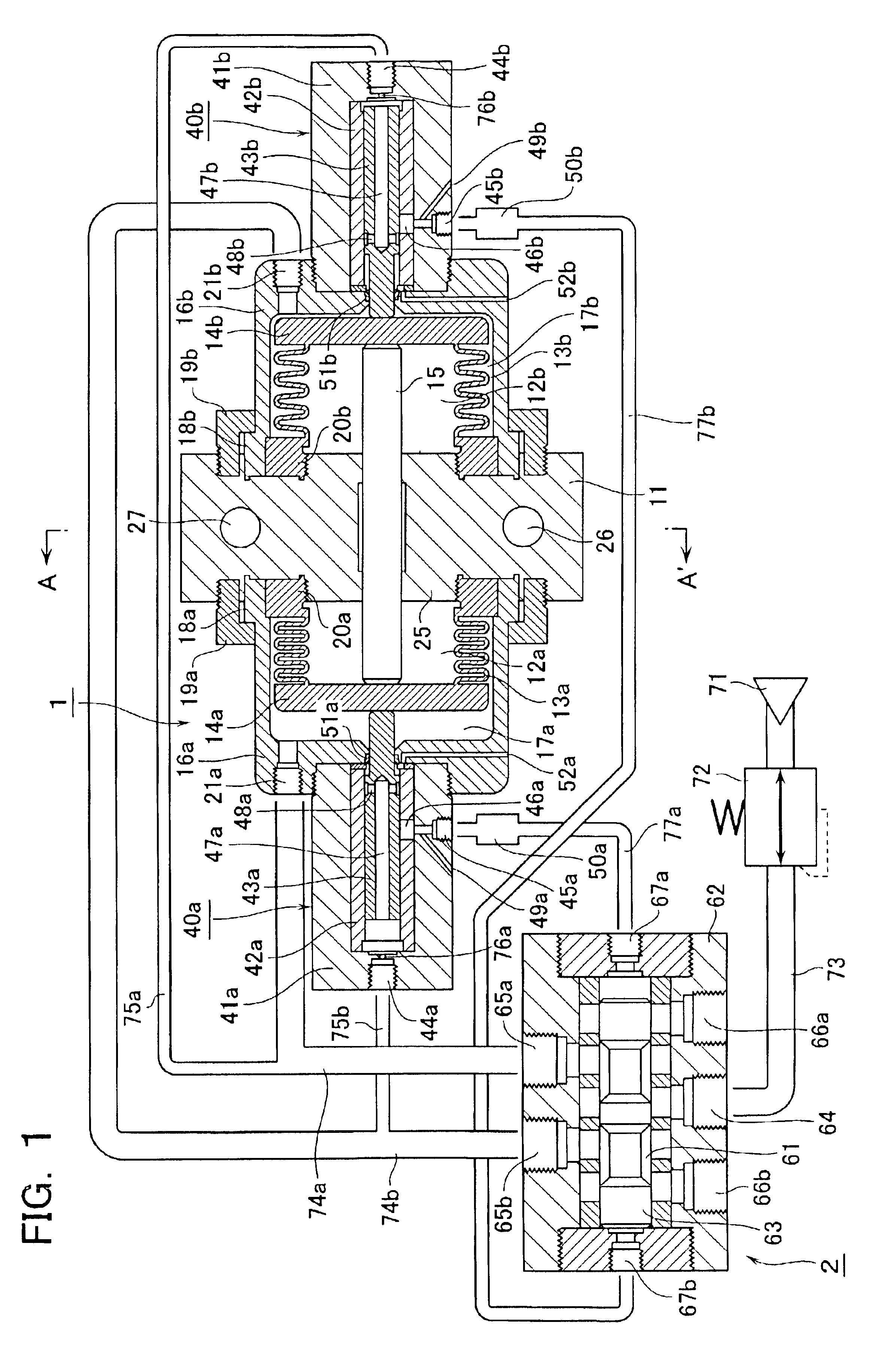 Pump system using a control fluid to drive a switching valve mechanism for an actuating fluid
