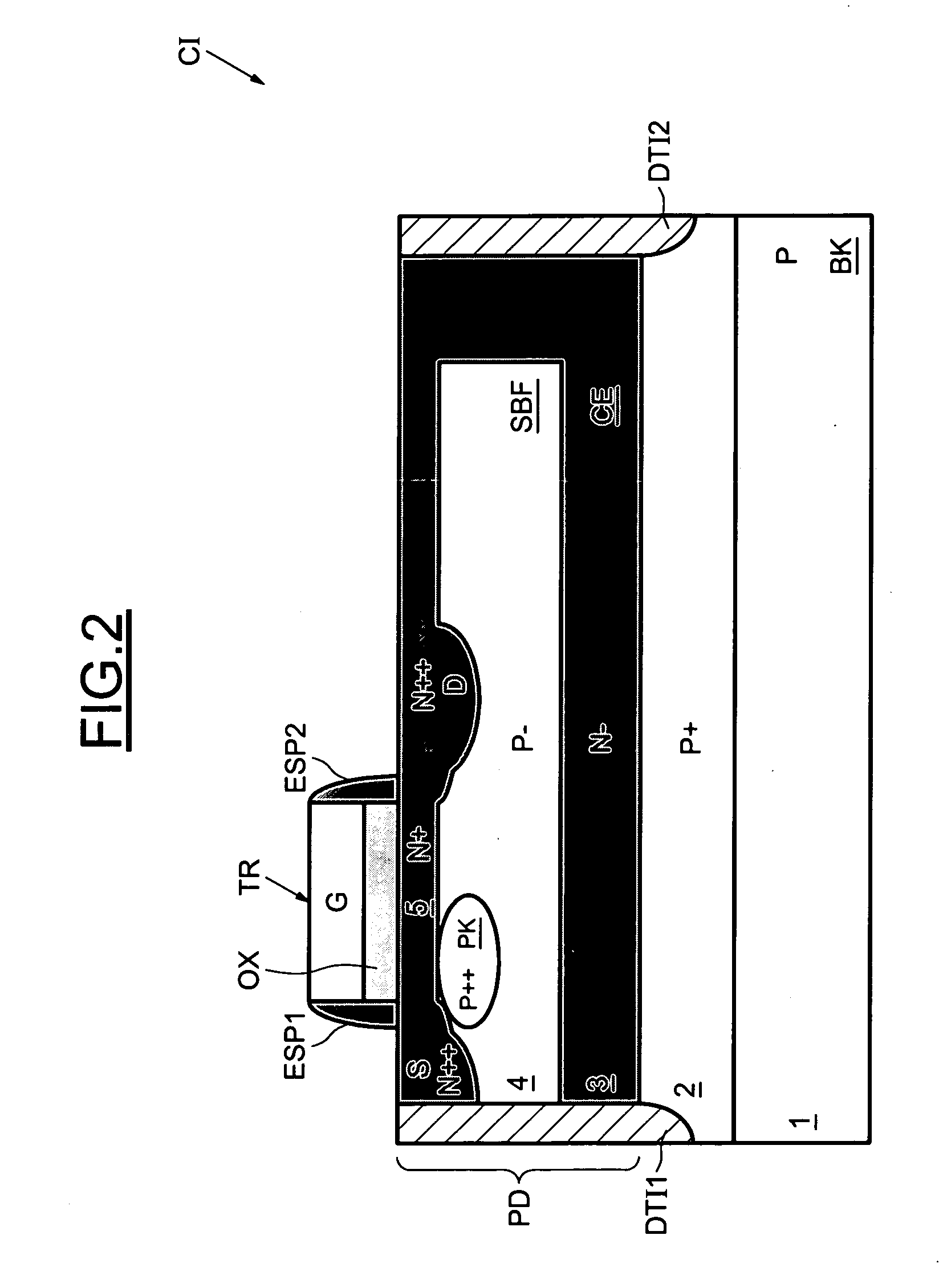 Integrated photodiode of the floating substrate type