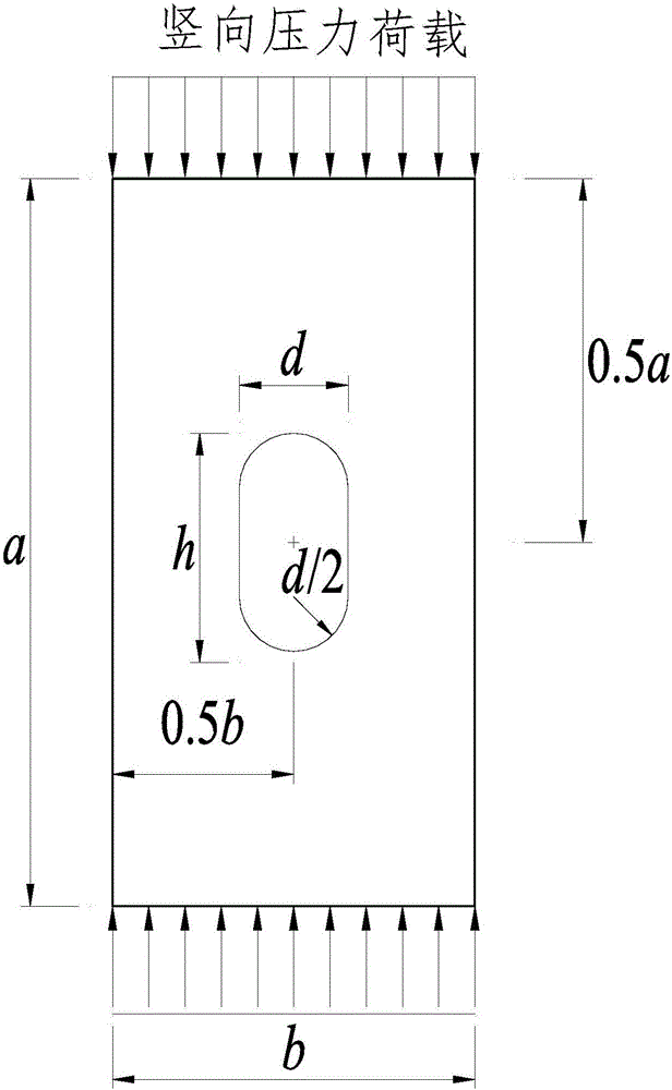 Hole edge stiffening reinforcing method for uniaxial stressed steel plate with oblong hole