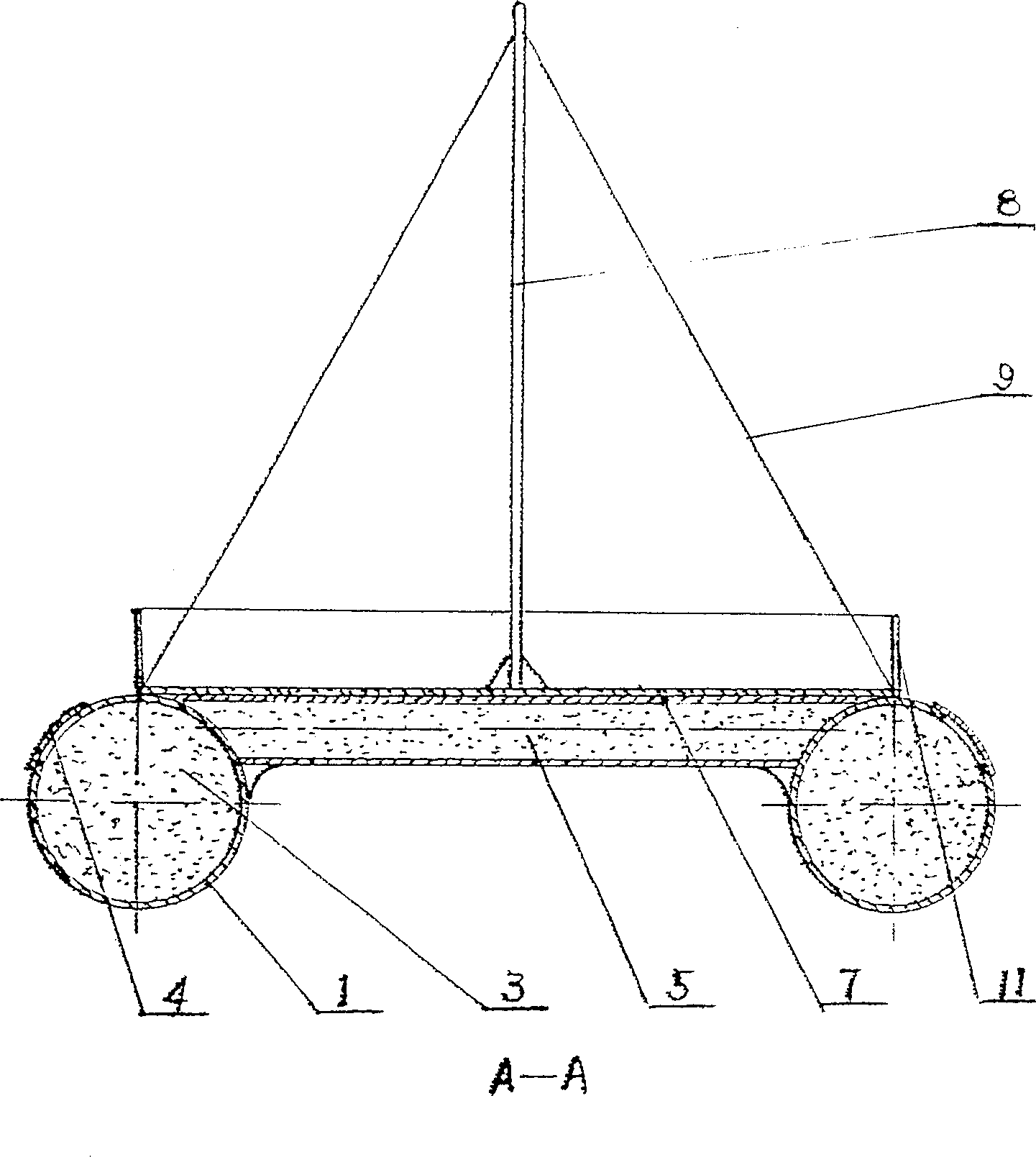 Double-body target ship with float structure and power device