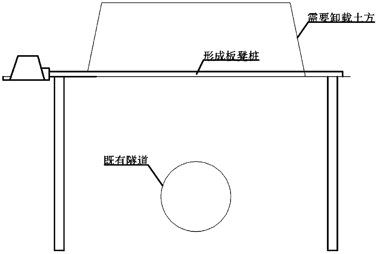 Method for preventing upward floating of existing tunnel during unloading of earthworks