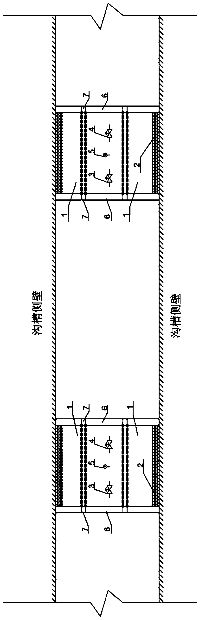 Underground pipeline groove support and monitoring integrated structure and construction method