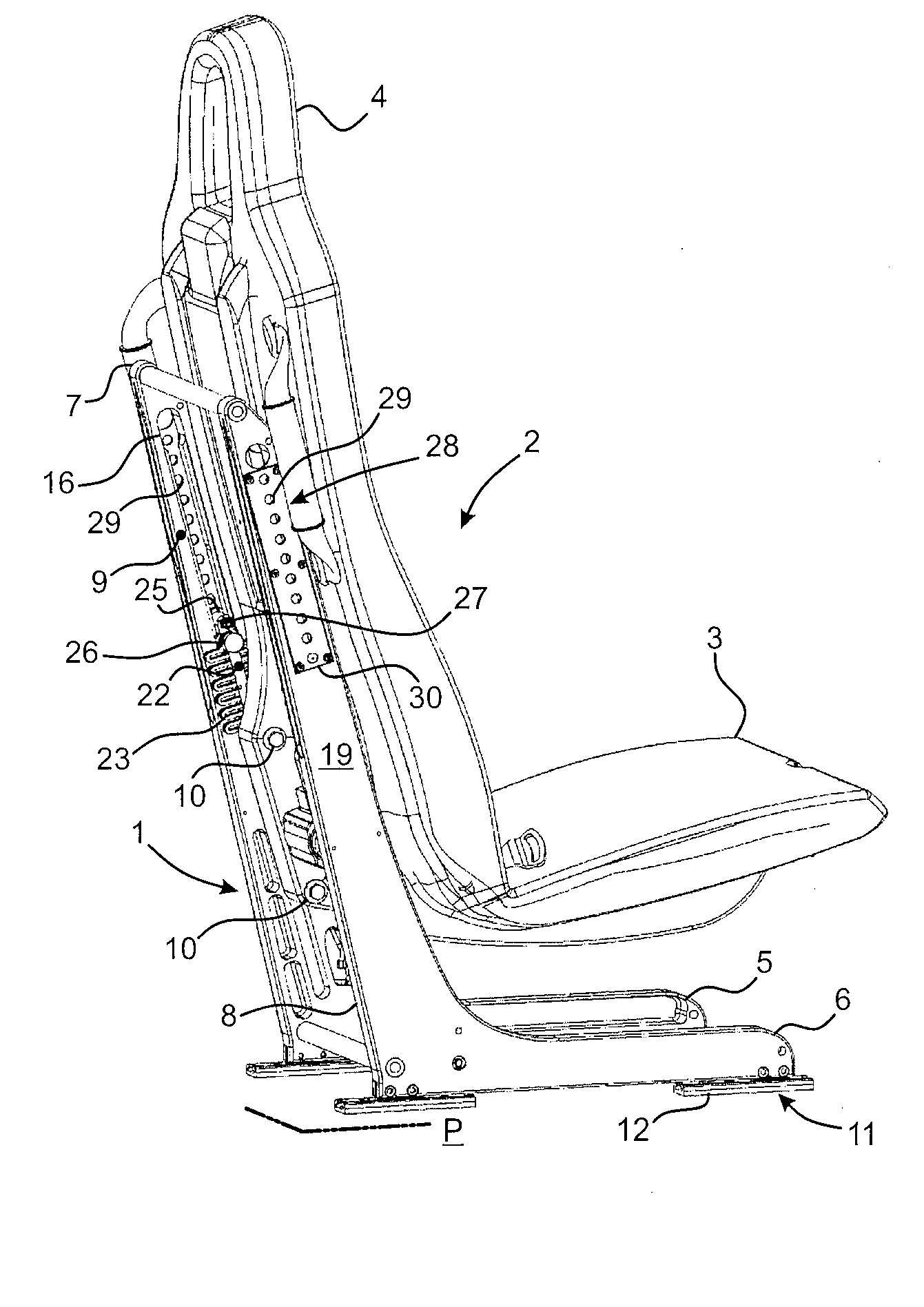 Seat for powered aircraft, the seat incorporating means for protecting its passenger in the event of a crash