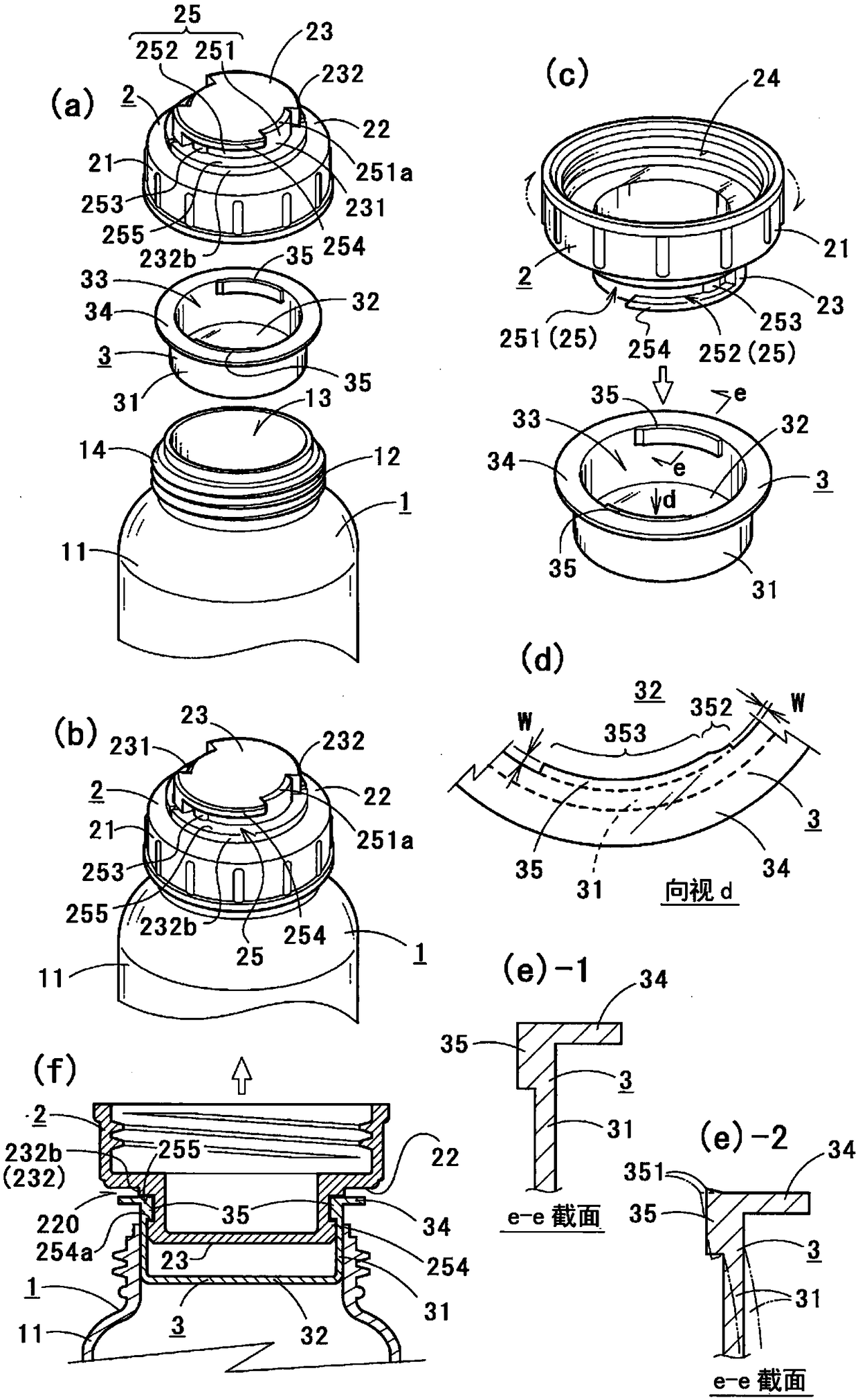 Inner cap attachment-detachment structure, and container equipped with same