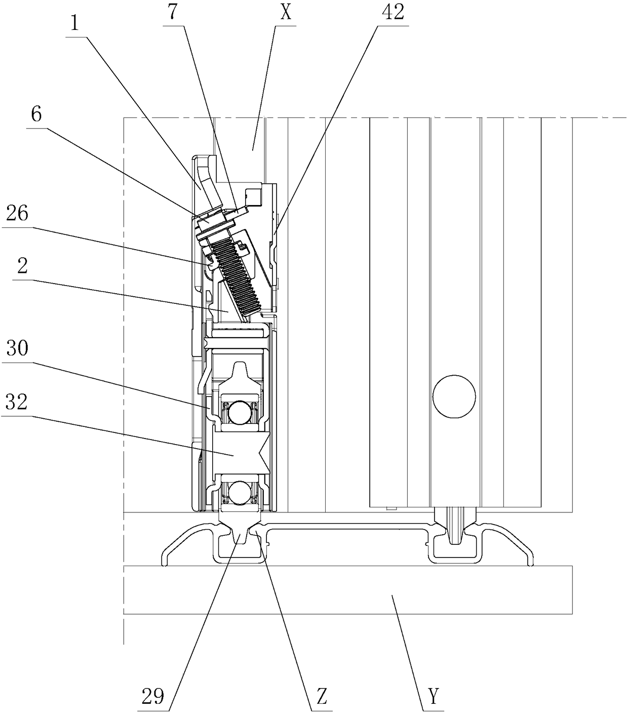 Rotating wheel integrated optimization adjustment structure used for furniture sliding door