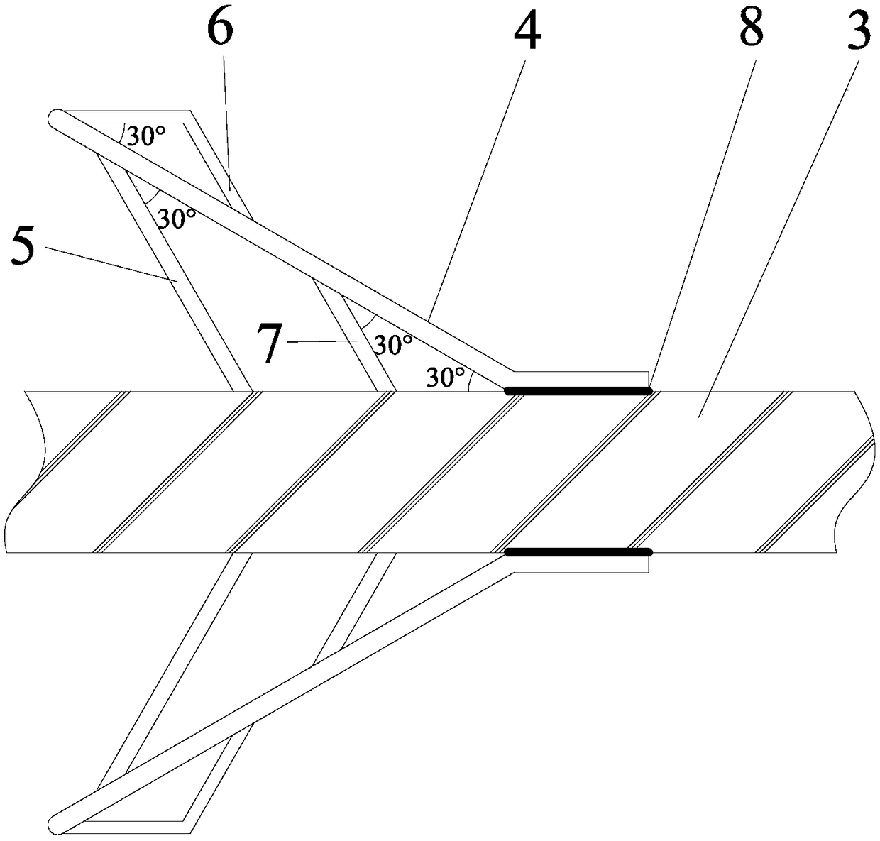 Reverse three-claw type centering support structure for hole mortar anchor rod