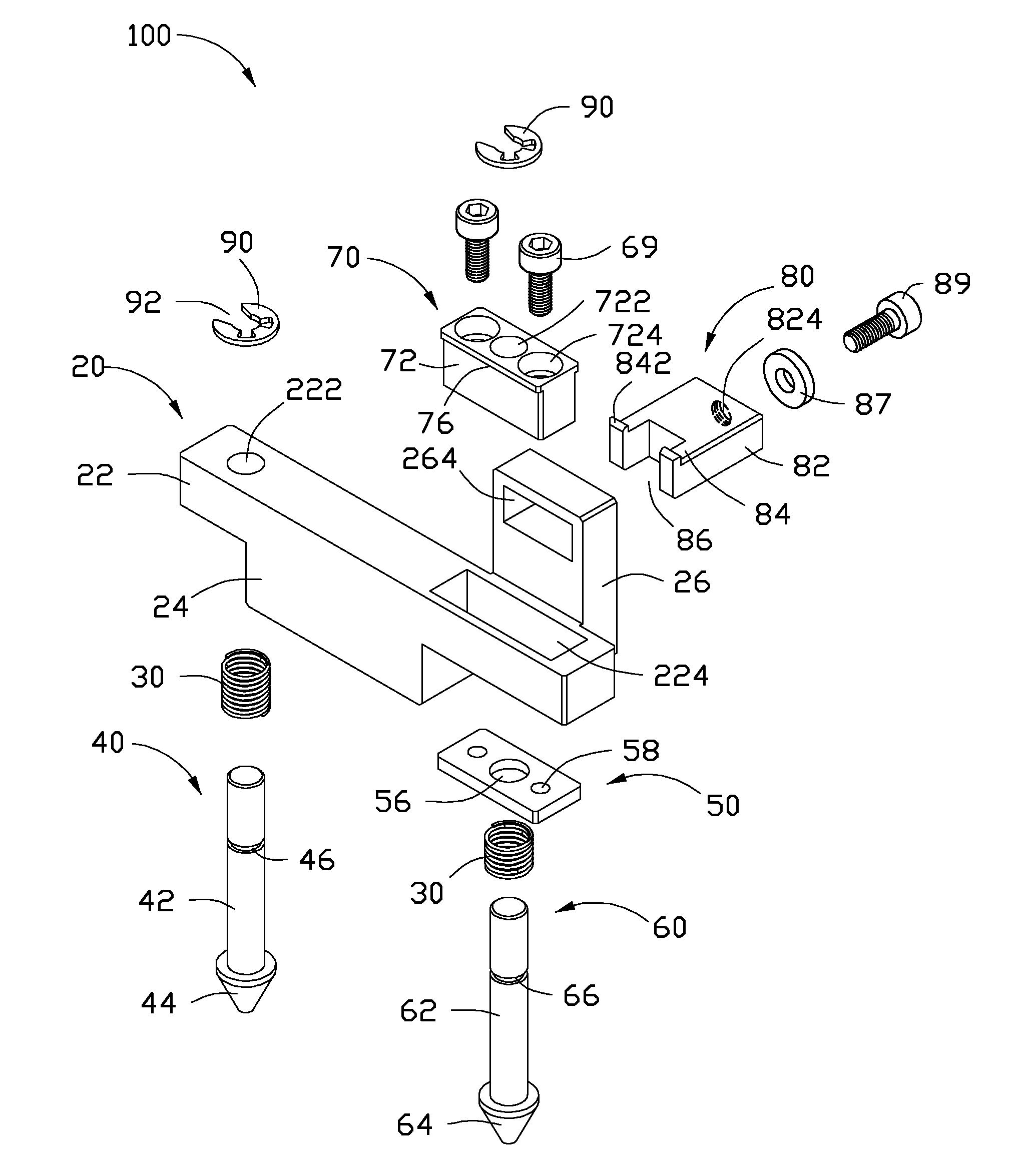 Test device for testing distance between centers of two through holes