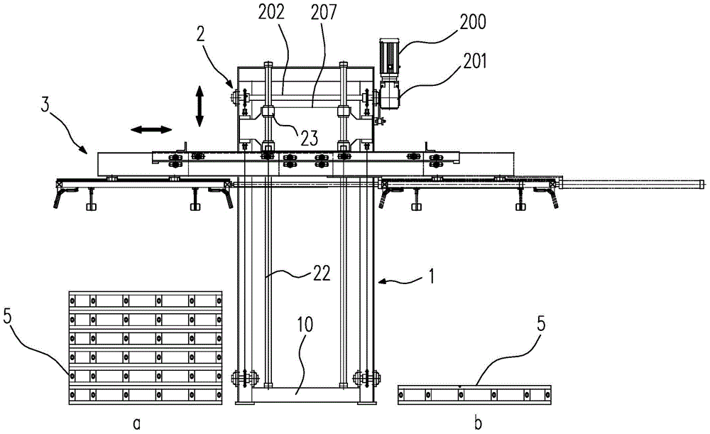 A grab-type tray automatic distribution device