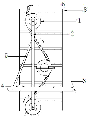 Auxiliary device capable of paying off cable from top to bottom in building construction and cable paying off method