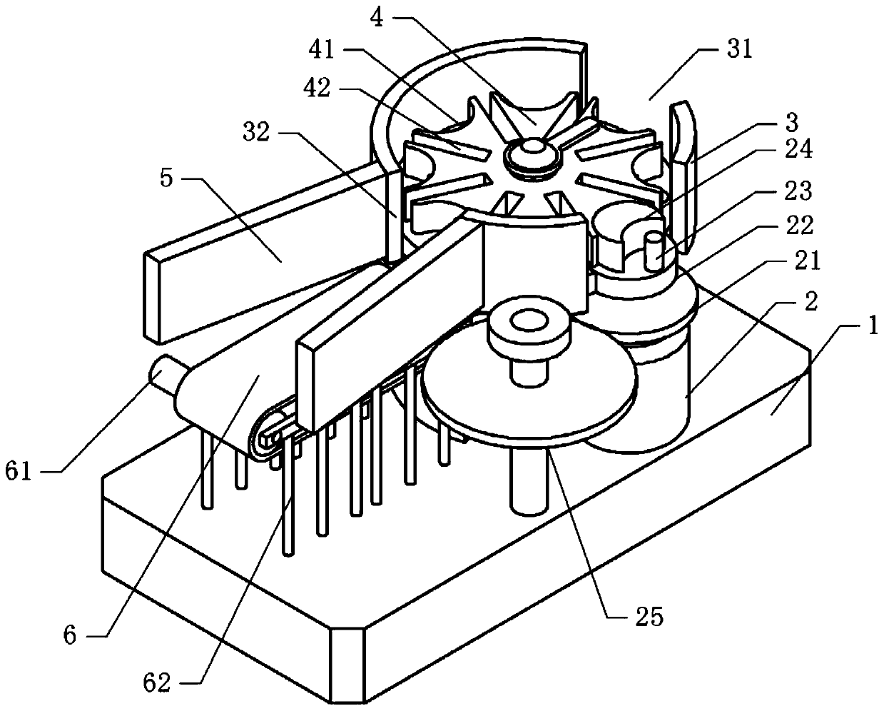 Glass bottle turning mechanism