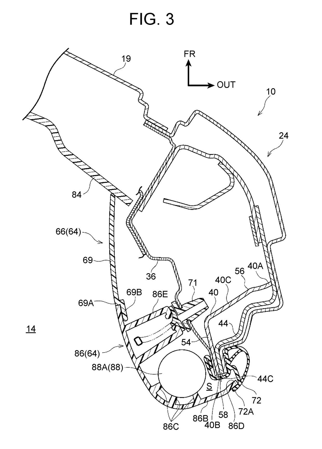 Curtain airbag device mounting structure and curtain airbag deployment method