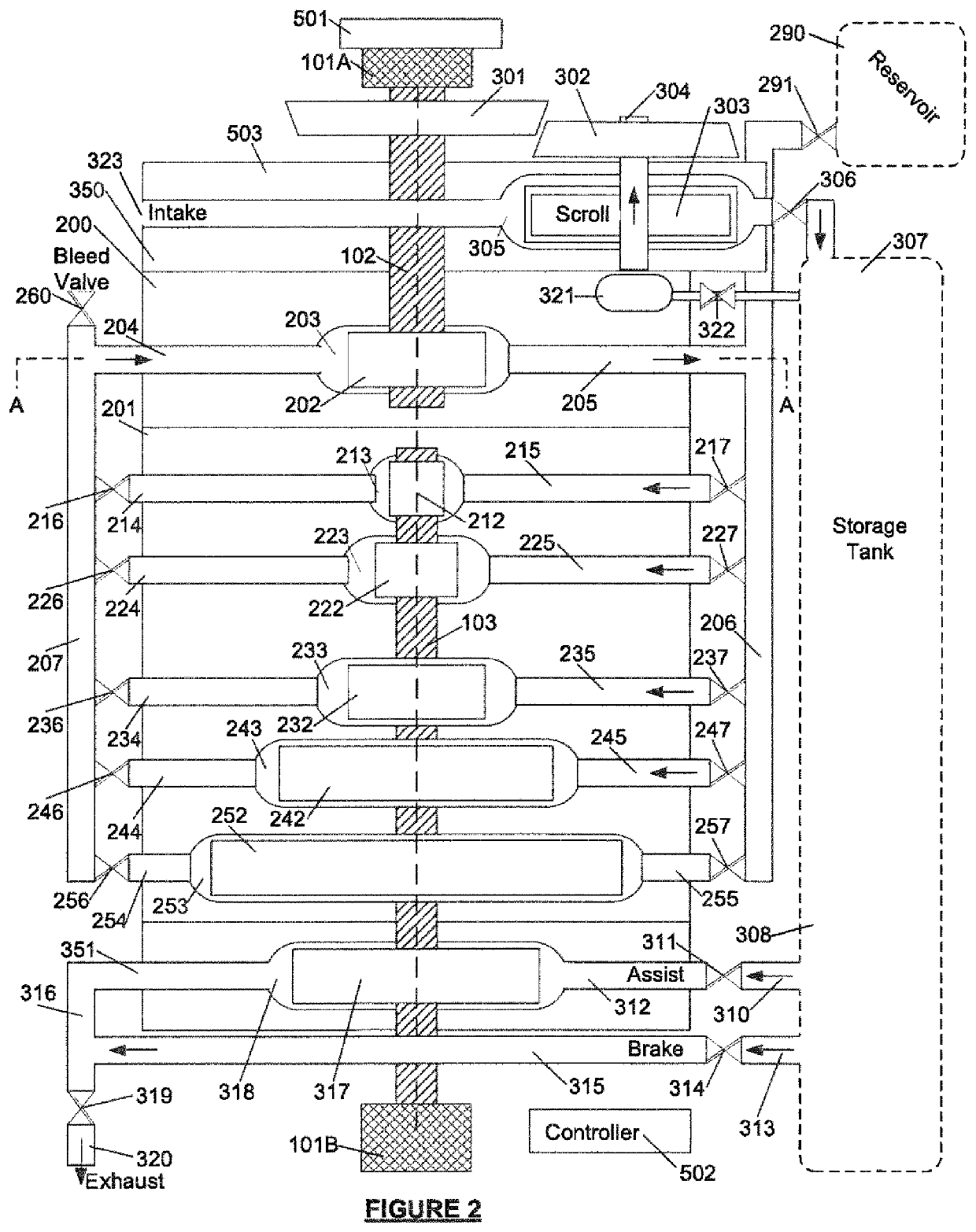 A hydraulic continuous variable speed system having hydraulic and pneumatic speed controls and a method of use