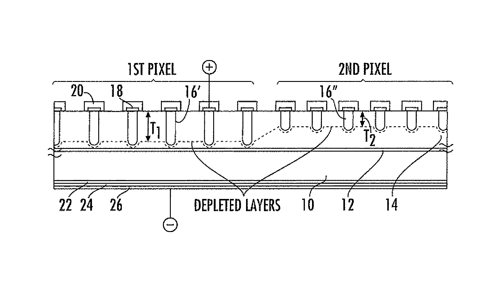 Multiplexed output two terminal photodiode array for imaging applications and related fabrication process
