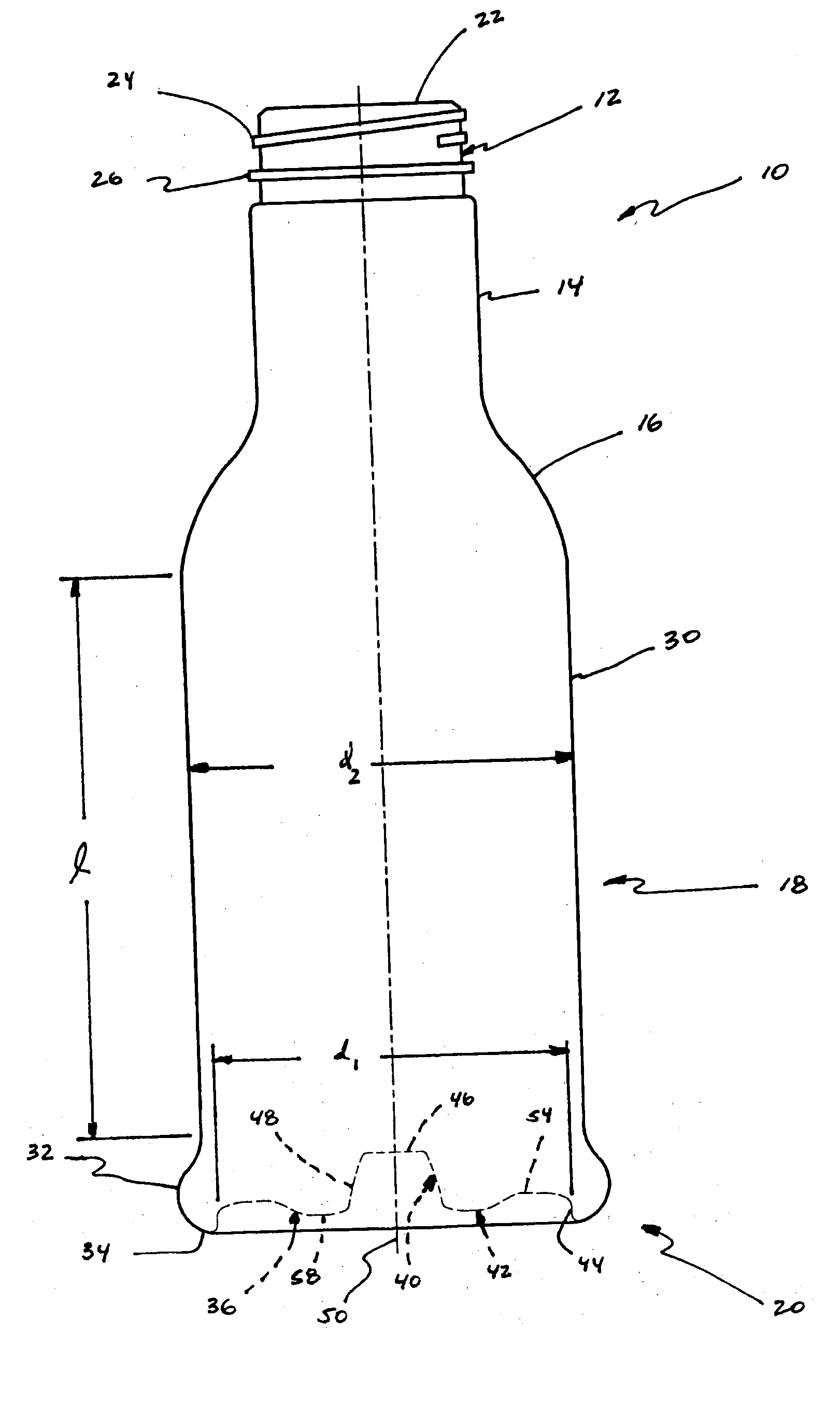 Container base structure responsive to vacuum related forces