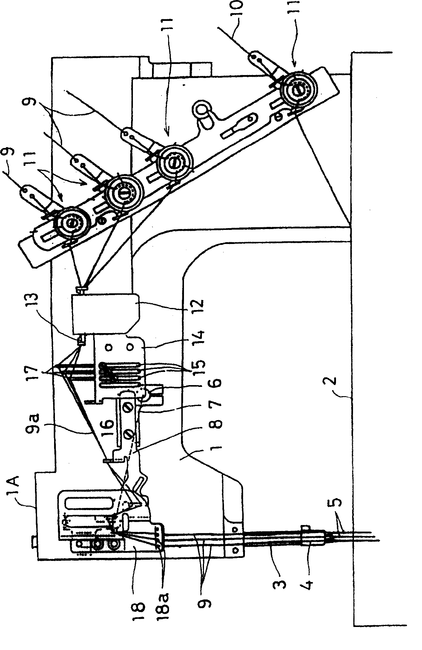 Needle-thread guiding out device of sewing machine