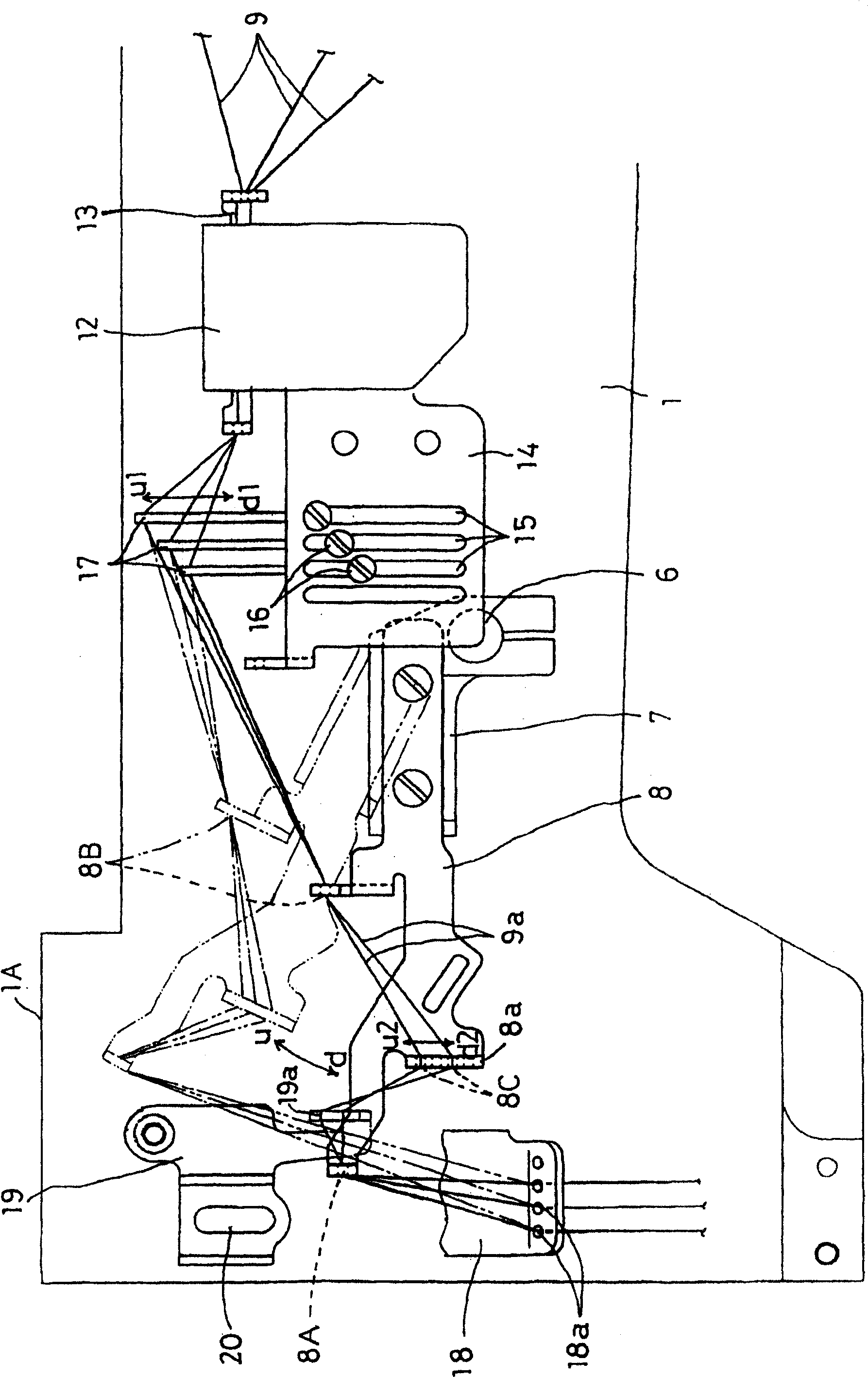 Needle-thread guiding out device of sewing machine