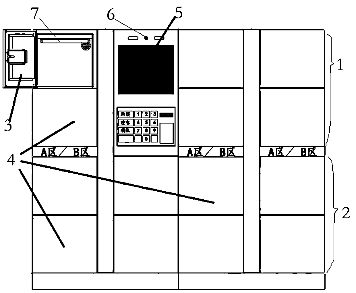Take-out storage cabinet and storing and taking method thereof