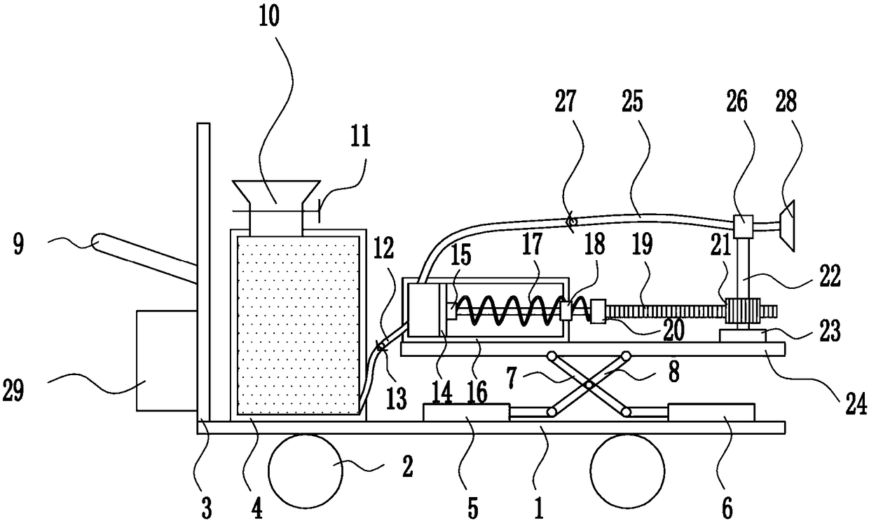 Liquid nitrogen fertilizer spraying device for pasture grass in animal husbandry