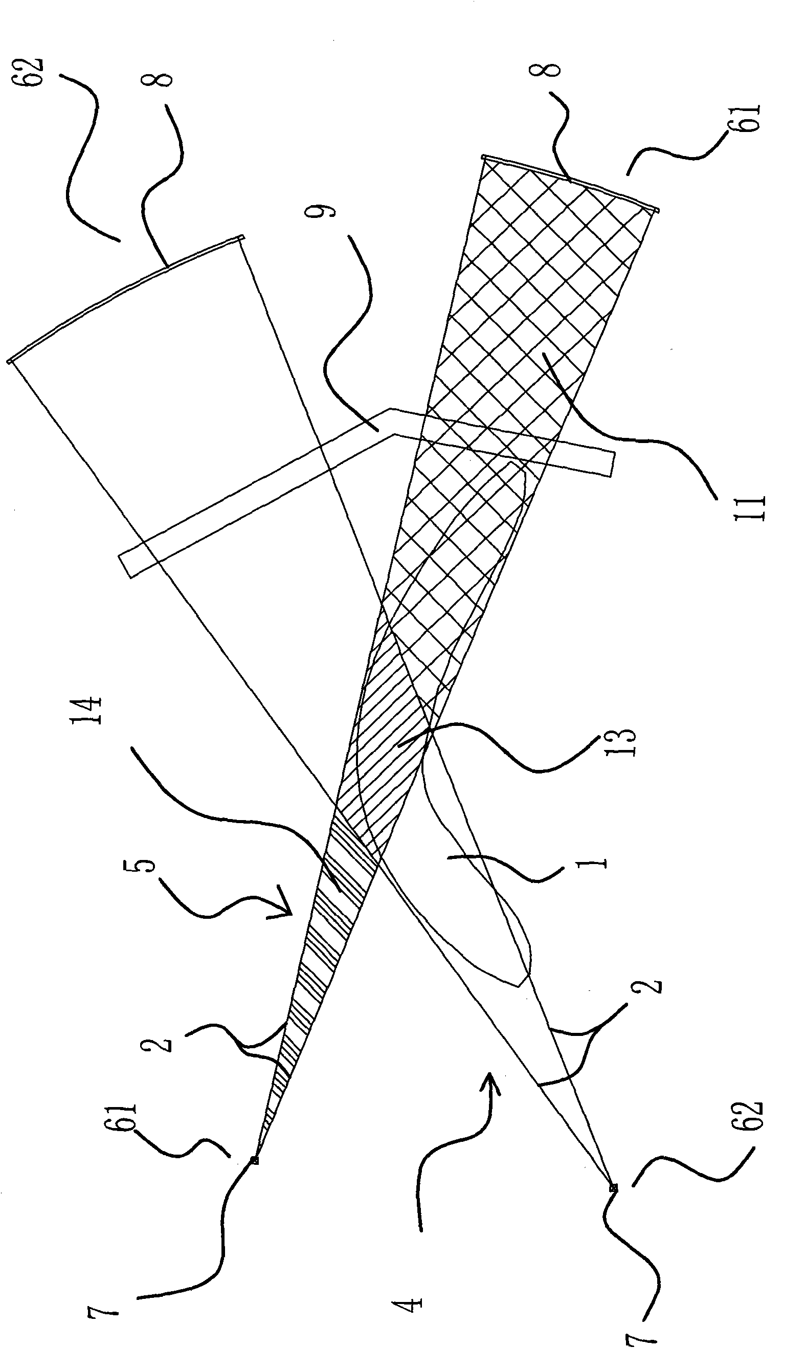 Arranging mode of crossing cable cranes