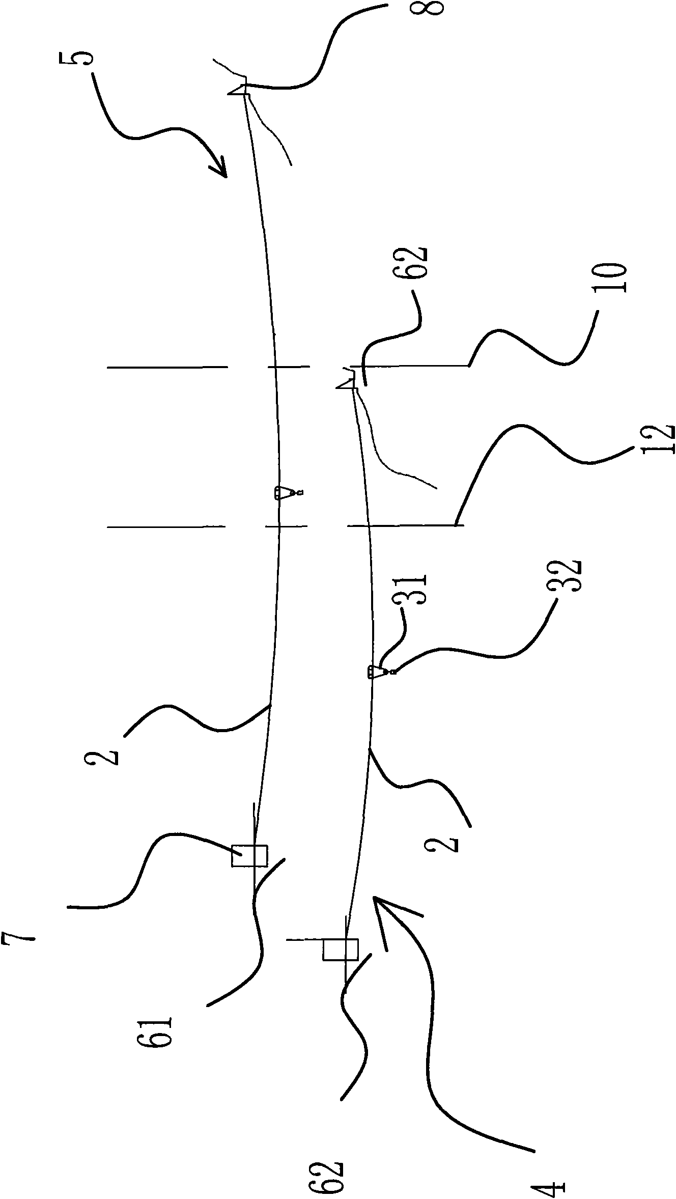 Arranging mode of crossing cable cranes