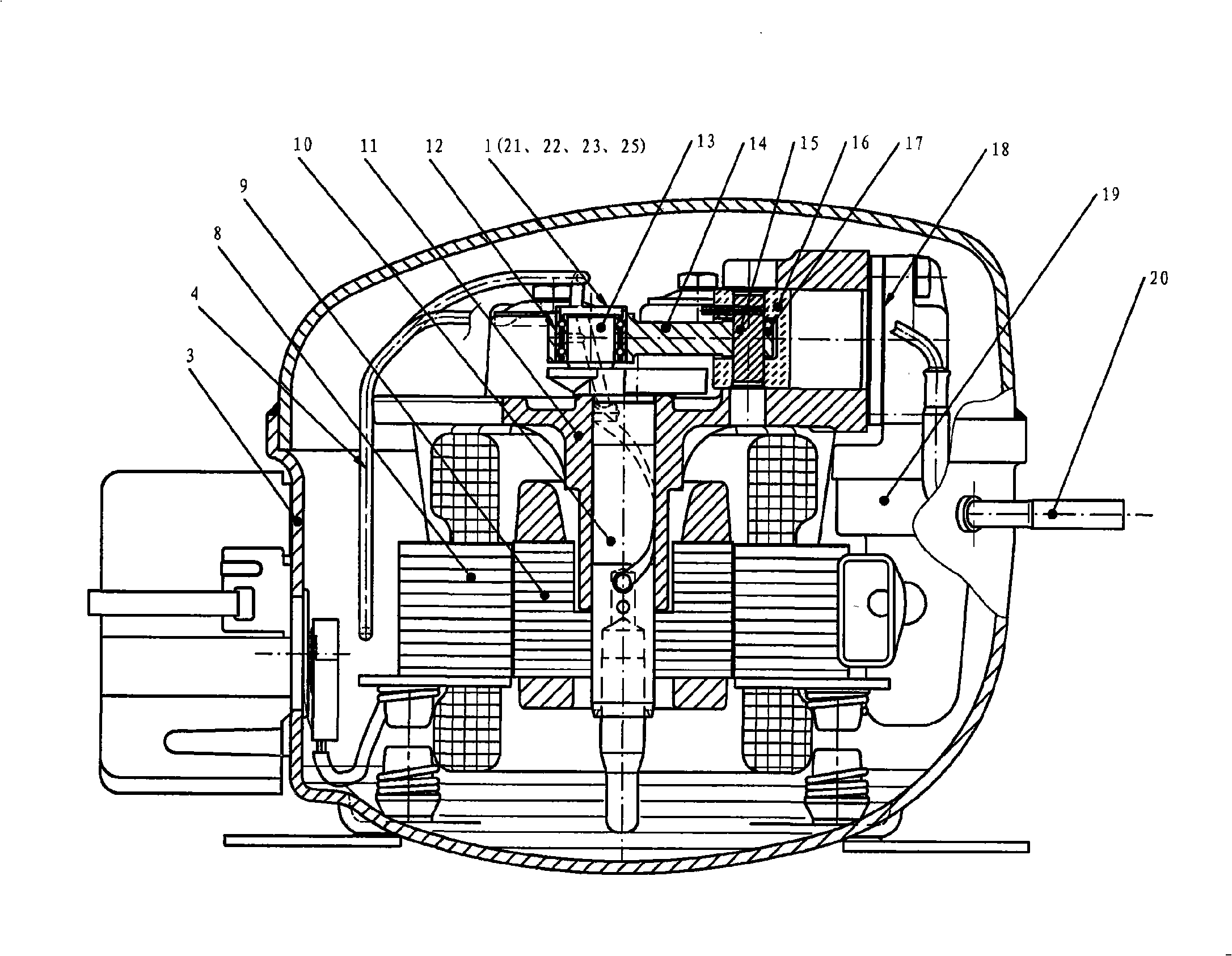 Reciprocating-piston type sealing compressor