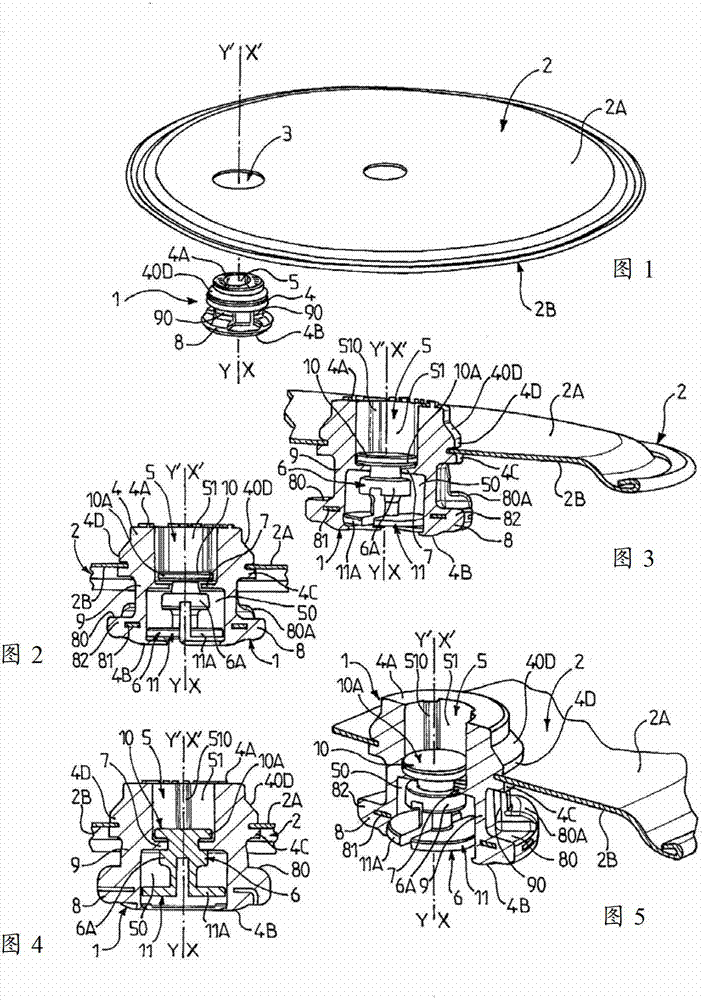 Safety valve for pressure-cooking appliance and device including such a valve
