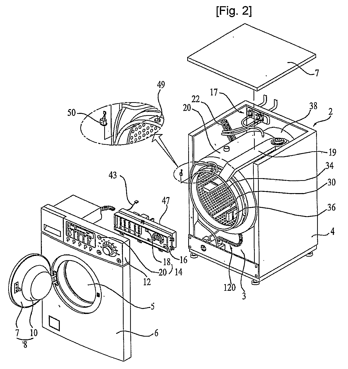 Washing machine having lamp device and control method of the same