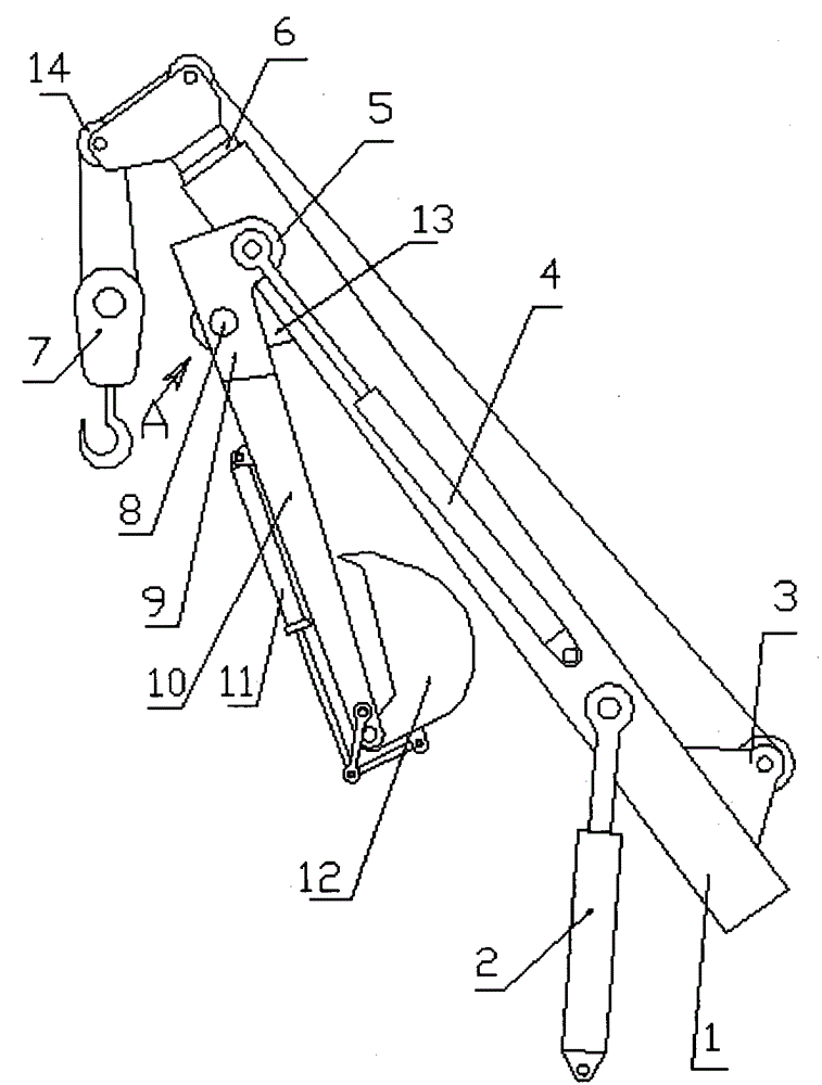 Working device having digging and lifting functions