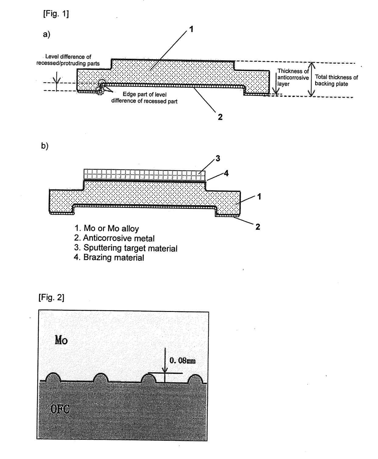 Backing Plate Obtained by Diffusion-Bonding Anticorrosive Metal and Mo or Mo Alloy, and Sputtering Target-Backing Plate Assembly Provided with Said Backing Plate