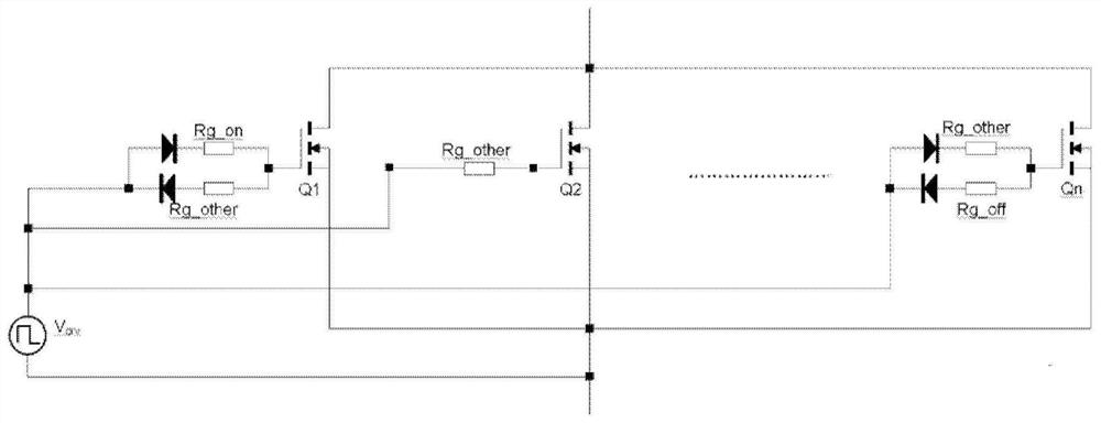 Method for avoiding parasitic oscillation in parallel semiconductor switches and corresponding device